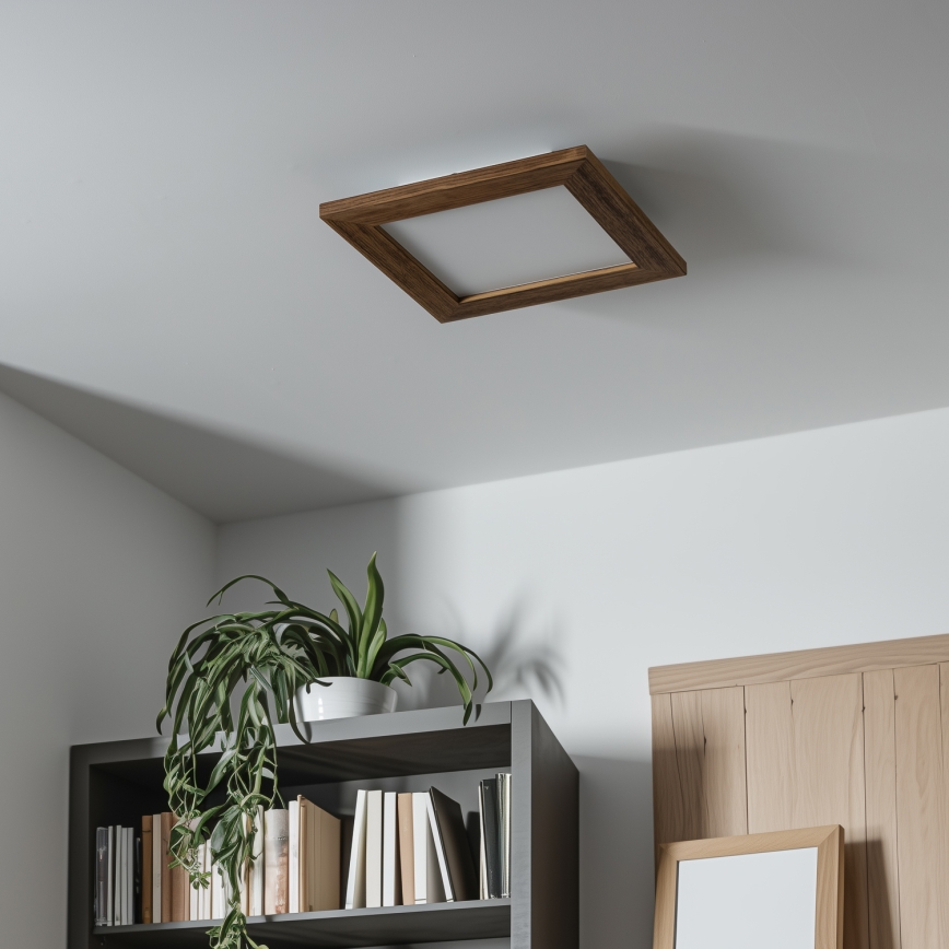 Eglo - LED Stmievateľný prisadený panel SALOBRENA 2 WOOD LED/16W/230V 4000K 34x34 cm hnedá