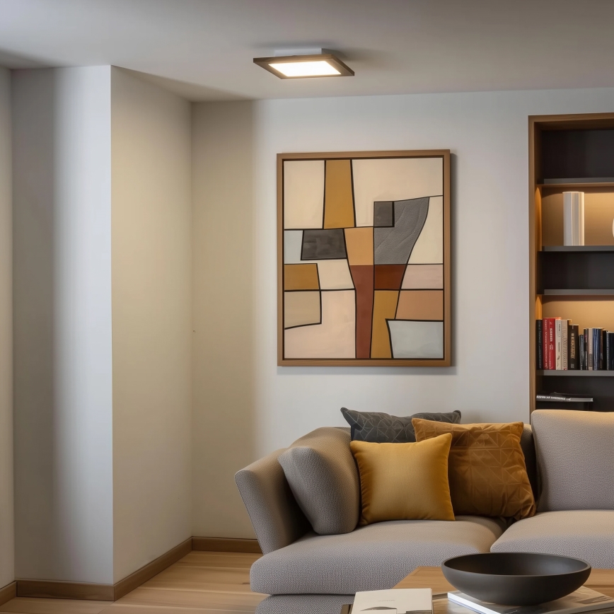 Eglo - LED Stmievateľný prisadený panel SALOBRENA 2 WOOD LED/16W/230V 4000K 34x34 cm hnedá