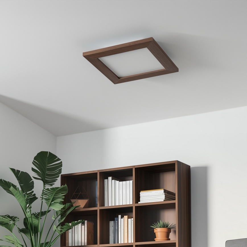 Eglo - LED Stmievateľný prisadený panel SALOBRENA 2 WOOD LED/16W/230V 4000K 34x34 cm tmavohnedá