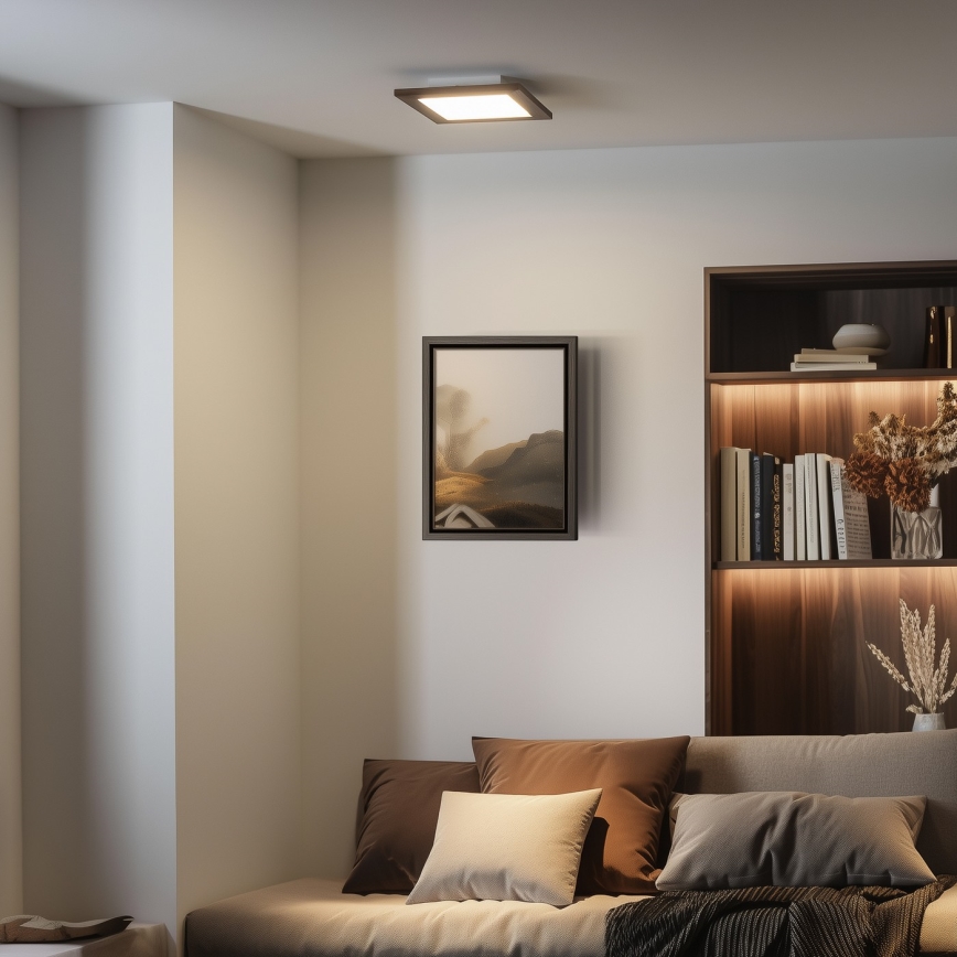 Eglo - LED Stmievateľný prisadený panel SALOBRENA 2 WOOD LED/16W/230V 4000K 34x34 cm tmavohnedá