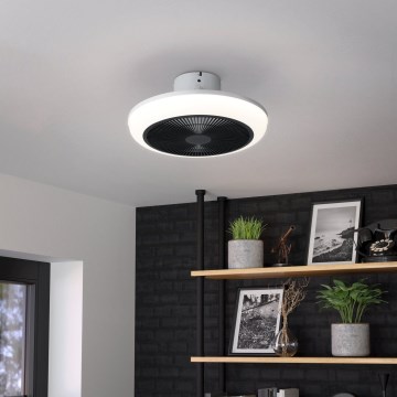 Eglo - LED stmievateľný stropný ventilátor, 3×LED, 8,5 W, 230 V, 2700–6500 K, Ø 45,5 cm, čierny + diaľkové ovládanie