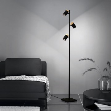 Eglo - LED Stojacia lampa 3xGU10/4,5W/230V 3000K čierna/hnedá