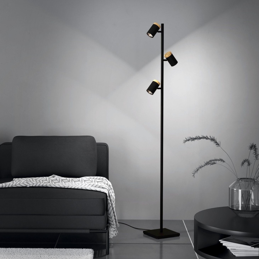 Eglo - LED Stojacia lampa 3xGU10/4,5W/230V 3000K čierna/hnedá