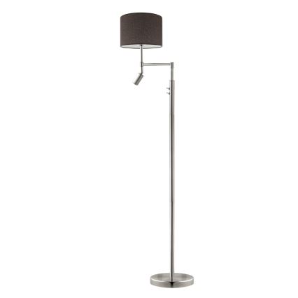 Eglo - LED Stojacia lampa TUNJA 1xE27/60W/230V + LED/2,1W pr. 30 cm matný chróm/hnedá