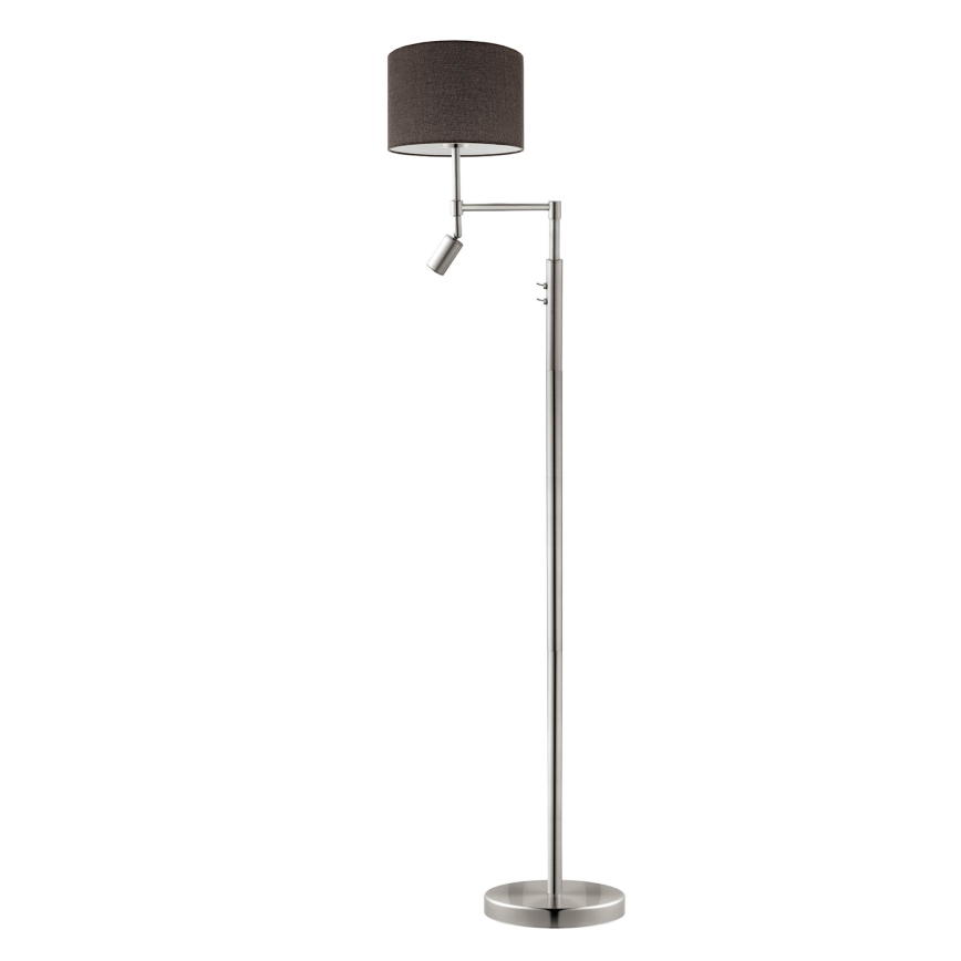 Eglo - LED Stojacia lampa TUNJA 1xE27/60W/230V + LED/2,1W pr. 30 cm matný chróm/hnedá