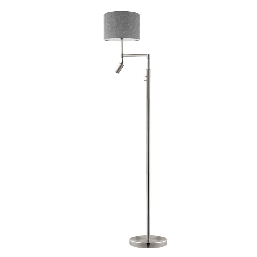 Eglo - LED Stojacia lampa TUNJA 1xE27/60W/230V + LED/2,1W pr. 30 cm matný chróm/šedá