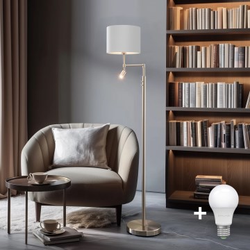 Eglo - LED Stojacia lampa TUNJA 1xE27/60W/230V + LED/2,1W pr. 30 cm matný chróm/biela