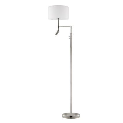 Eglo - LED Stojacia lampa TUNJA 1xE27/60W/230V + LED/2,1W pr. 38 cm matný chróm/biela