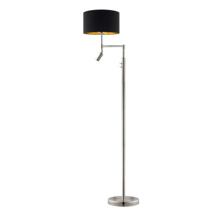 Eglo - LED Stojacia lampa TUNJA 1xE27/60W/230V + LED/2,1W pr. 38 cm matný chróm/čierna