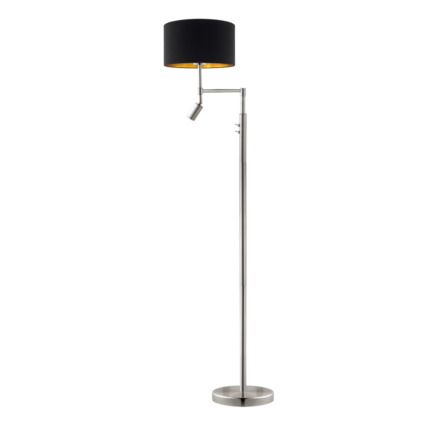 Eglo - LED Stojacia lampa TUNJA 1xE27/60W/230V + LED/2,1W pr. 38 cm matný chróm/čierna