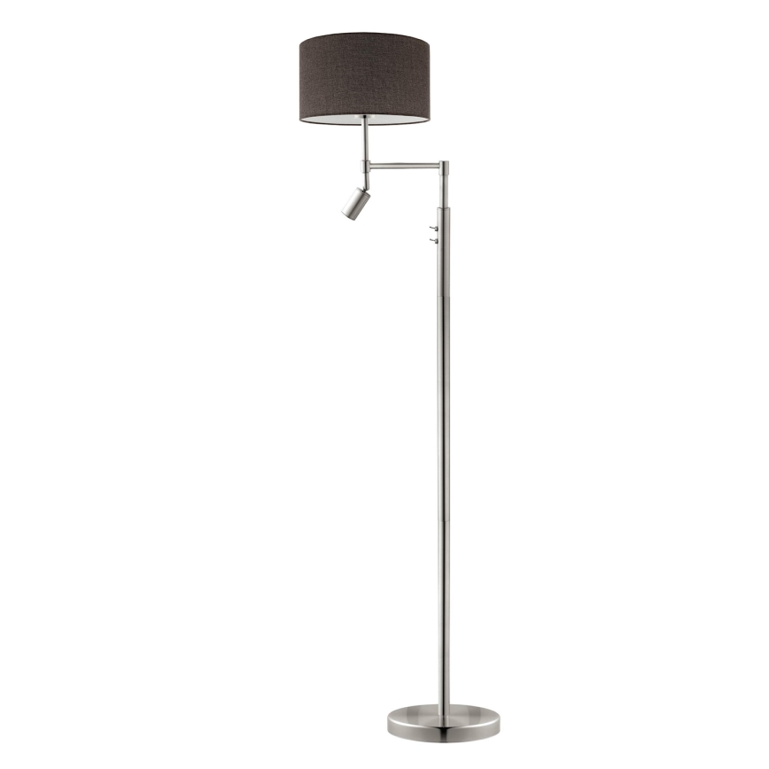 Eglo - LED Stojacia lampa TUNJA 1xE27/60W/230V + LED/2,1W pr. 38 cm matný chróm/hnedá