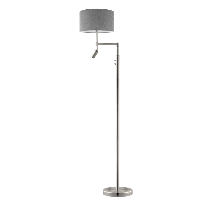 Eglo - LED Stojacia lampa TUNJA 1xE27/60W/230V + LED/2,1W pr. 38 cm matný chróm/šedá