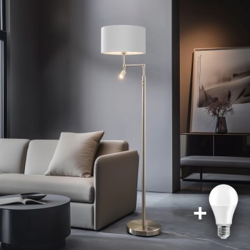 Eglo - LED Stojacia lampa TUNJA 1xE27/60W/230V + LED/2,1W pr. 38 cm matný chróm/biela