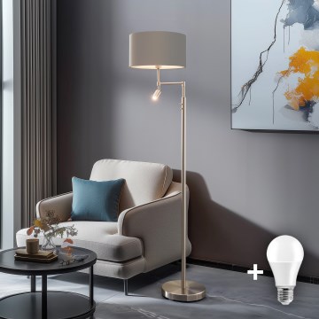 Eglo - LED Stojacia lampa TUNJA 1xE27/60W/230V + LED/2,1W pr. 38 cm matný chróm/taupe