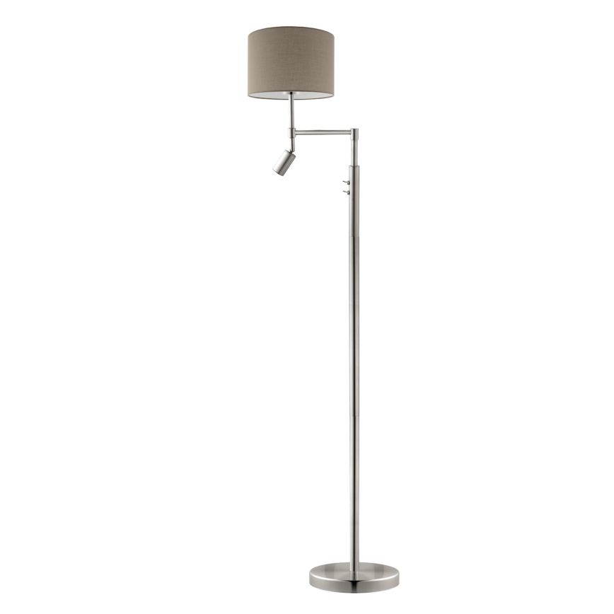 Eglo - LED stojacia lampa TUNJA 1xE27/60W/230V + LED/2,1W pr. 30 cm matný chróm/taupe
