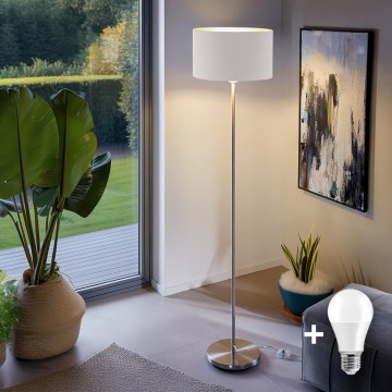 Eglo - LED  Stojacia lampa TUNJA 1xE27/60W/230V matný chróm/biela
