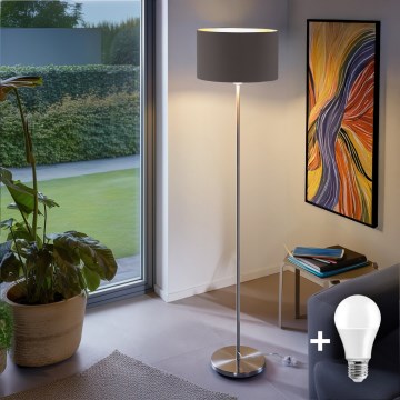 Eglo - LED  Stojacia lampa TUNJA 1xE27/60W/230V matný chróm/taupe