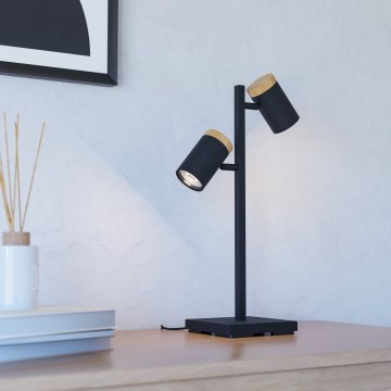 Eglo - LED Stolná lampa 2xGU10/4,5W/230V 3000K čierna/hnedá
