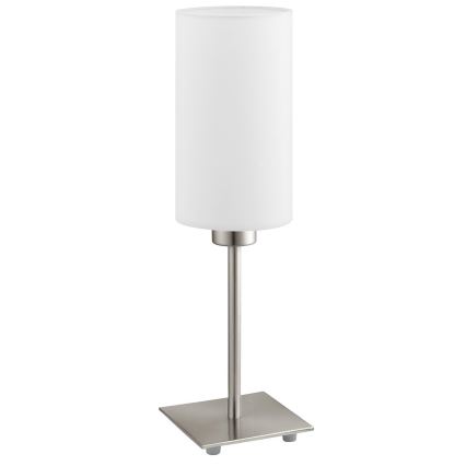 Eglo - LED  Stolná lampa TUNJA 1xE27/60W/230V 26,5 cm matný chróm/biela