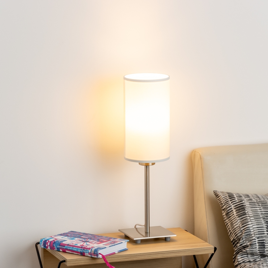 Eglo - LED  Stolná lampa TUNJA 1xE27/60W/230V 26,5 cm matný chróm/biela