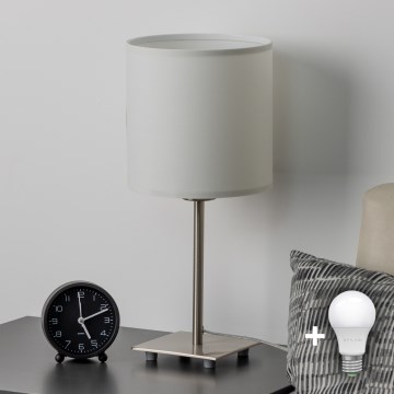 Eglo - LED  Stolná lampa TUNJA 1xE27/60W/230V 26,5 cm matný chróm/biela