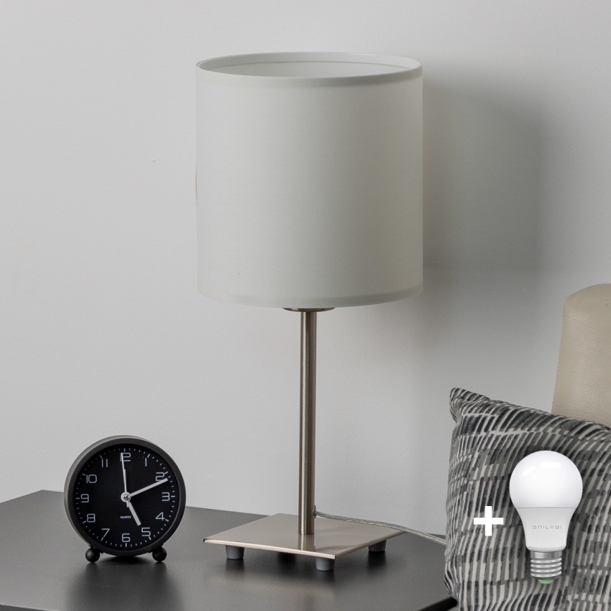 Eglo - LED  Stolná lampa TUNJA 1xE27/60W/230V 26,5 cm matný chróm/biela