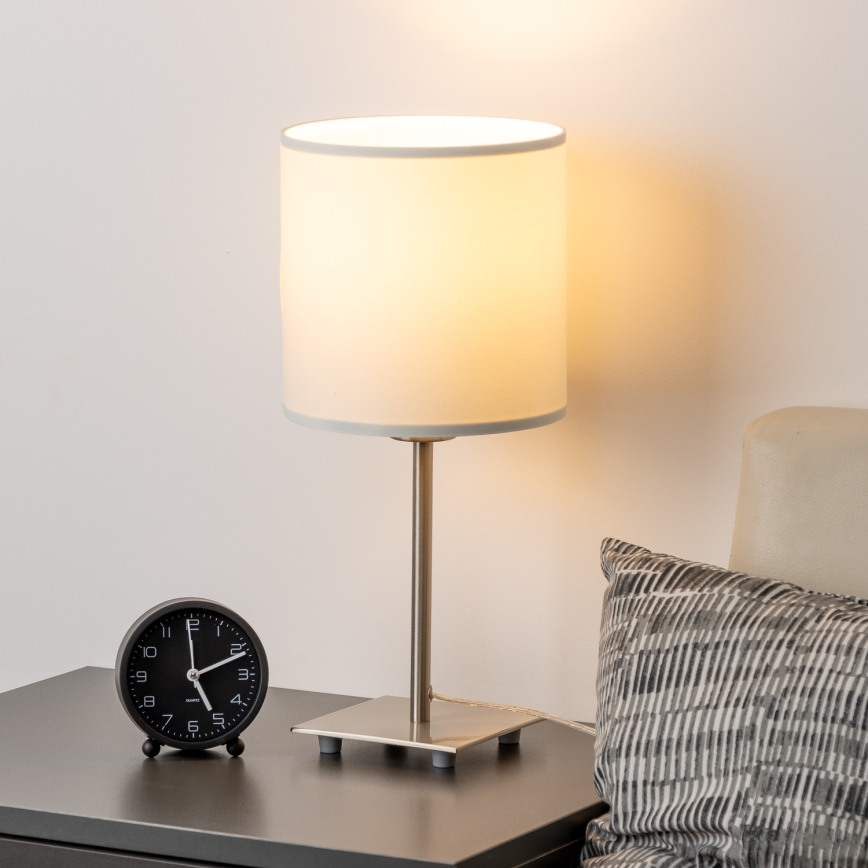 Eglo - LED  Stolná lampa TUNJA 1xE27/60W/230V 26,5 cm matný chróm/biela