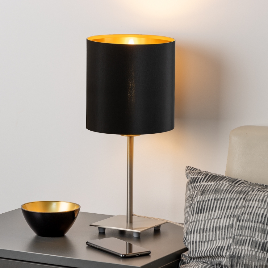 Eglo - LED  Stolná lampa TUNJA 1xE27/60W/230V 26,5 cm matný chróm/čierna