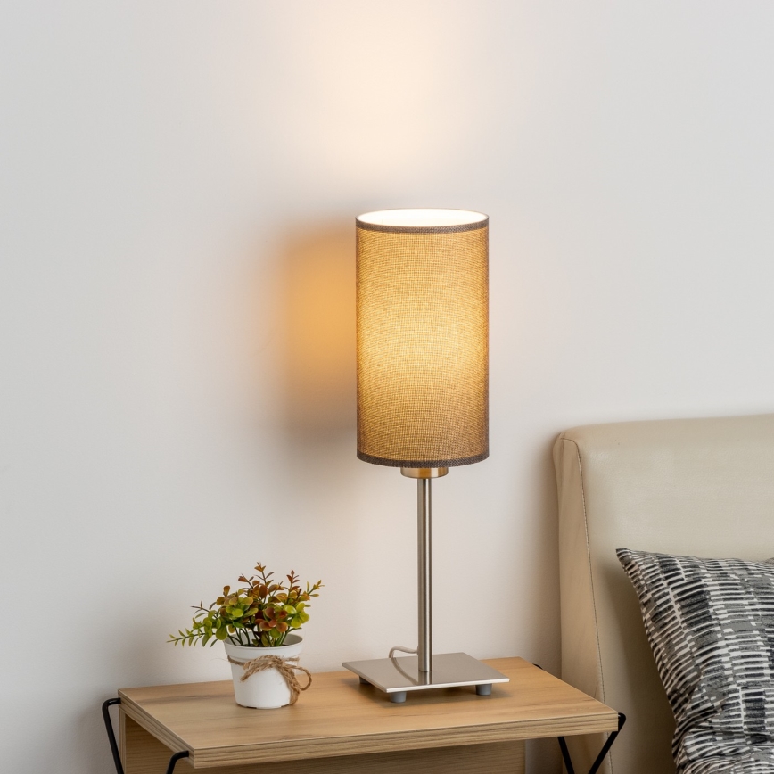 Eglo - LED  Stolná lampa TUNJA 1xE27/60W/230V 26,5 cm matný chróm/hnedá