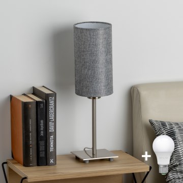 Eglo - LED  Stolná lampa TUNJA 1xE27/60W/230V 26,5 cm matný chróm/šedá
