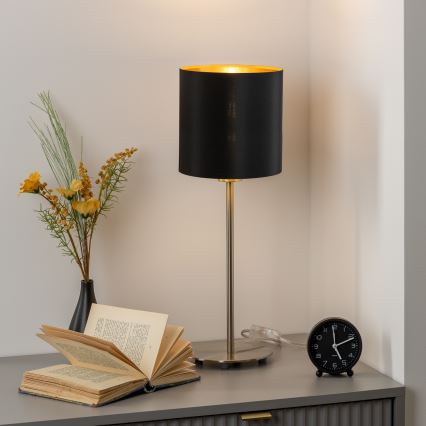 Eglo - LED  Stolná lampa TUNJA 1xE27/60W/230V 38,5 cm matný chróm/čierna