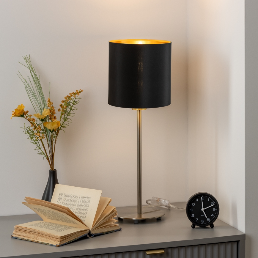 Eglo - LED  Stolná lampa TUNJA 1xE27/60W/230V 38,5 cm matný chróm/čierna
