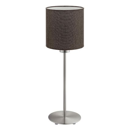 Eglo - LED  Stolná lampa TUNJA 1xE27/60W/230V 38,5 cm matný chróm/hnedá