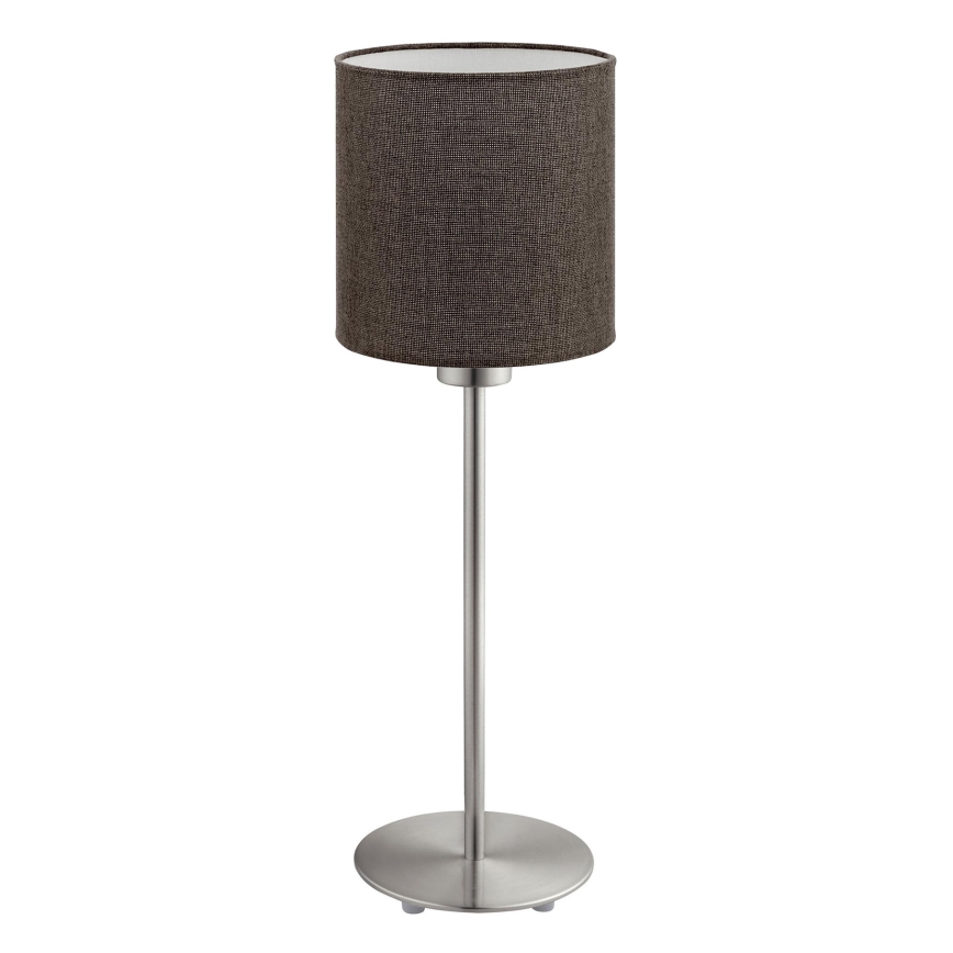 Eglo - LED  Stolná lampa TUNJA 1xE27/60W/230V 38,5 cm matný chróm/hnedá