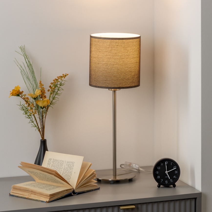 Eglo - LED  Stolná lampa TUNJA 1xE27/60W/230V 38,5 cm matný chróm/hnedá