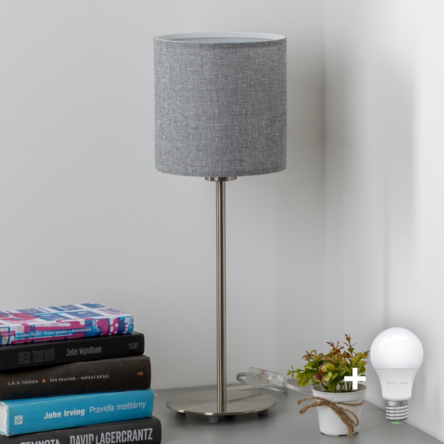 Eglo - LED  Stolná lampa TUNJA 1xE27/60W/230V 38,5 cm matný chróm/šedá