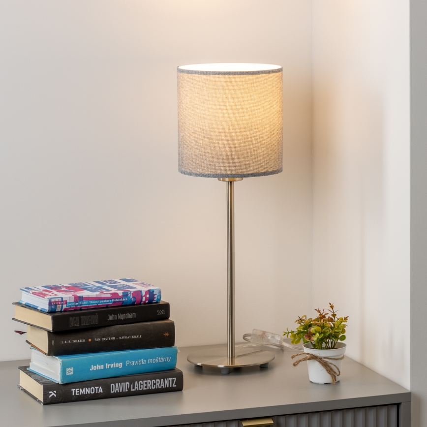 Eglo - LED  Stolná lampa TUNJA 1xE27/60W/230V 38,5 cm matný chróm/šedá