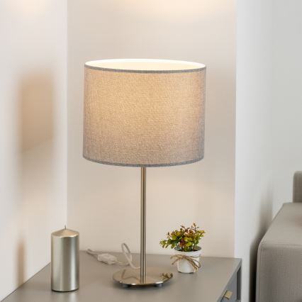 Eglo - LED  Stolná lampa TUNJA 1xE27/60W/230V 38,5 cm matný chróm/šedá