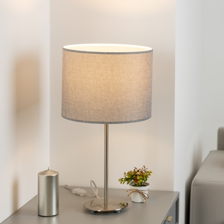 Eglo - LED  Stolná lampa TUNJA 1xE27/60W/230V 38,5 cm matný chróm/šedá