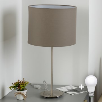 Eglo - LED  Stolná lampa TUNJA 1xE27/60W/230V 38,5 cm matný chróm/taupe