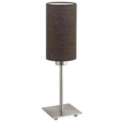 Eglo - LED Stolová lampa TUNJA 1xE27/60W/230V 26,5 cm matný chróm/hnedá