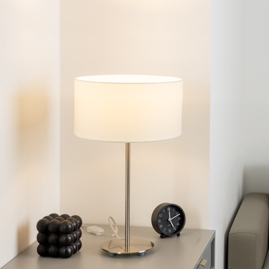 Eglo - LED stolová lampa TUNJA 1xE27/60W/230V 38,5 cm matný chróm/biela