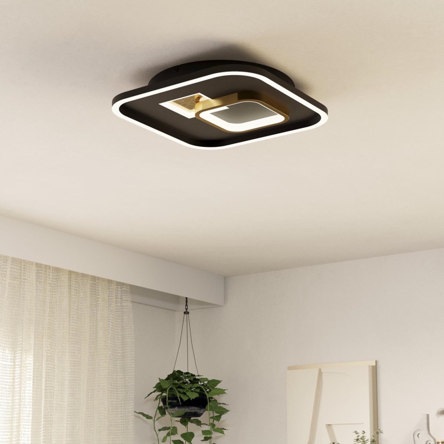 Eglo - LED Stropné svietidlo 1xLED/16,2W/230V + 1xLED/9,2W 38x38 cm čierna/zlatá
