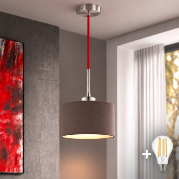 Eglo - LED závesný luster na lanku TUNJA 1xE27/60W/230V pr. 20 cm hnedá/červená