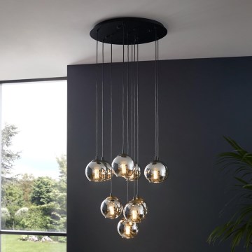 Eglo - Luster na lankách 10xE27/40W/230V čierna/lesklý chróm