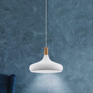 Eglo - Luster na lanku 1xE27/40W/230V pr. 40 cm biela - FSC certifikované