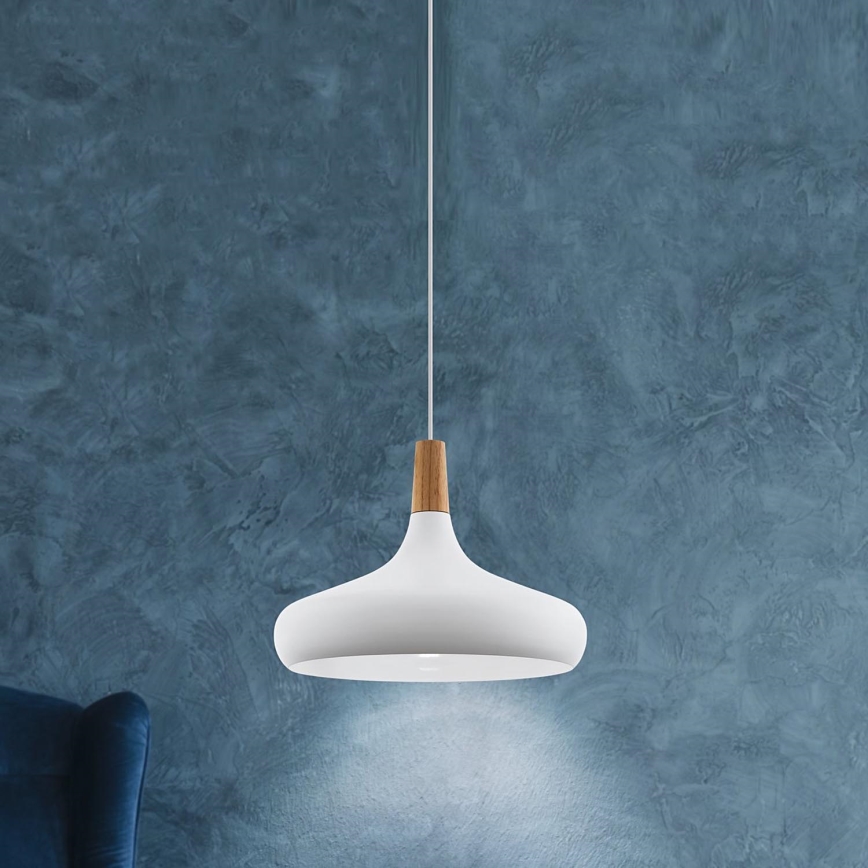 Eglo - Luster na lanku 1xE27/40W/230V pr. 40 cm biela - FSC certifikované