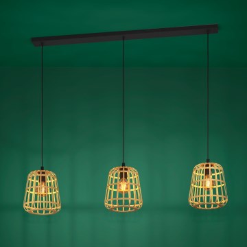 Eglo - Luster na lanku 3xE27/40W/230V bambus