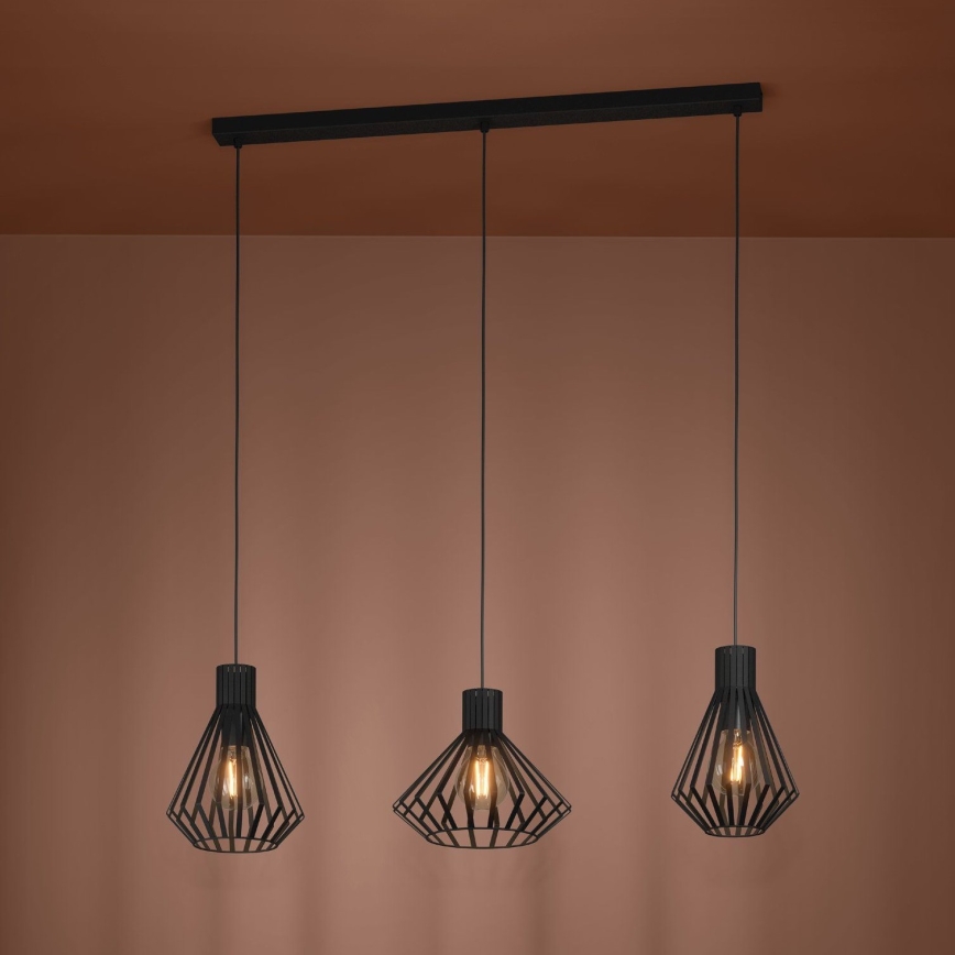Eglo - Luster na lanku 3xE27/40W/230V čierna