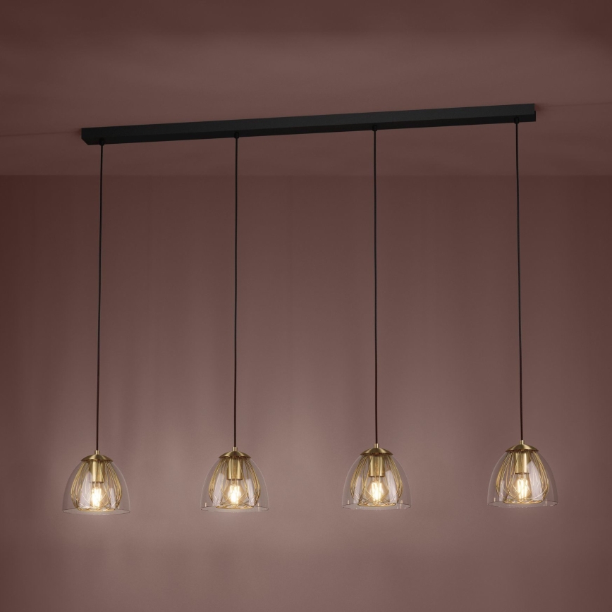 Eglo - Luster na lanku 4xE27/40W/230V zlatá